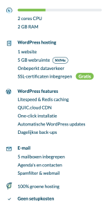 WordPress hosting standaard