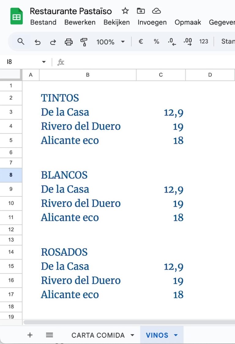Google spreadsheet Wordpress
