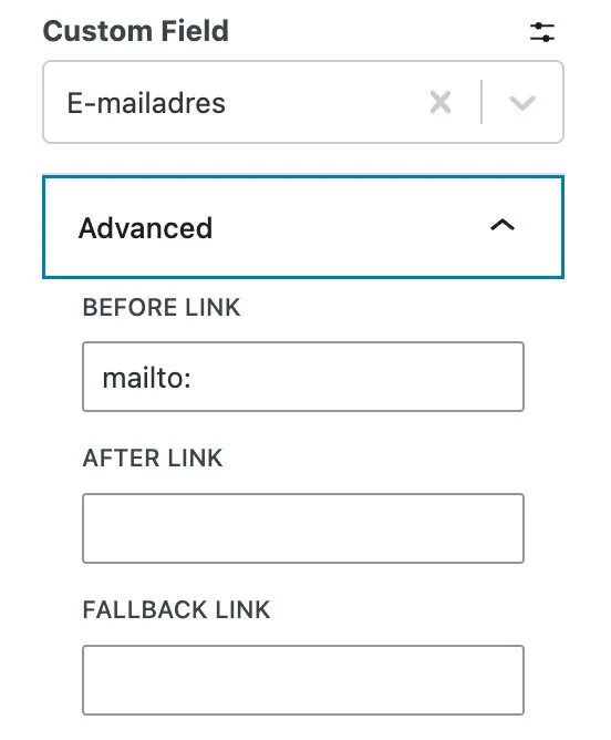 Link email wordpress
