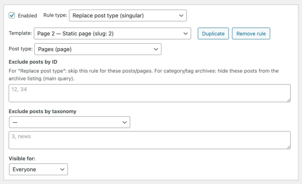 FSE Template Assigner rules plugin example