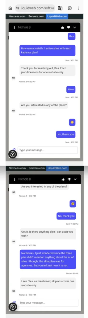 Kadence support all plans for 1 website only