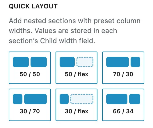 Flexible Layout Section Quick layout