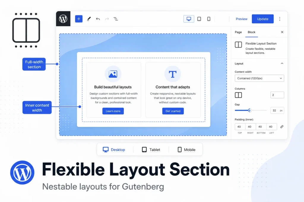 Flexible Layout Section for Gutenberg