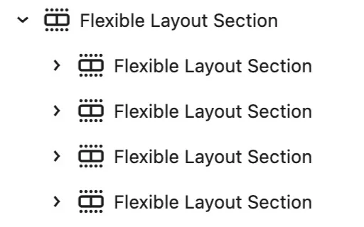 Section Grid 4 sections list view