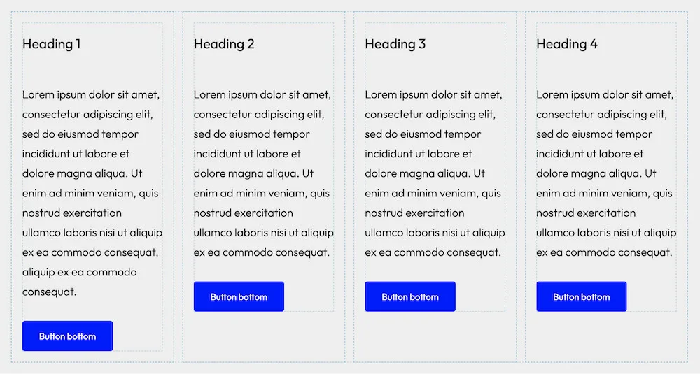 Grid 4 sections in the editor - Flexible Layout Section block for Gutenberg