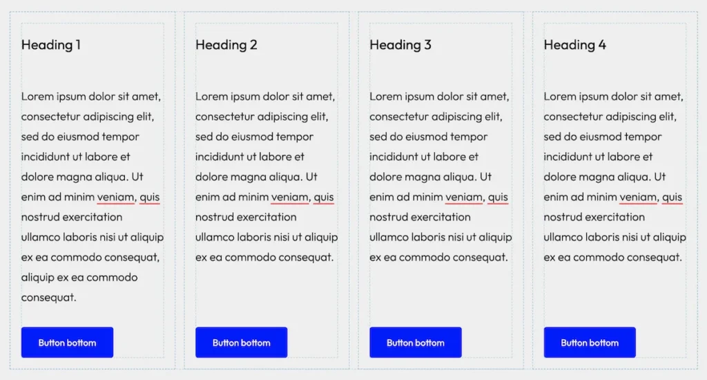 Grid all buttons in sections aligned