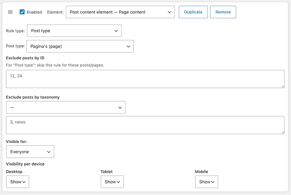 Post content element