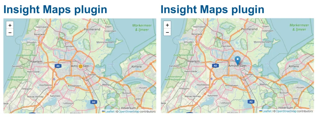Insight Maps plugin for Gutenberg—different markers in different colors